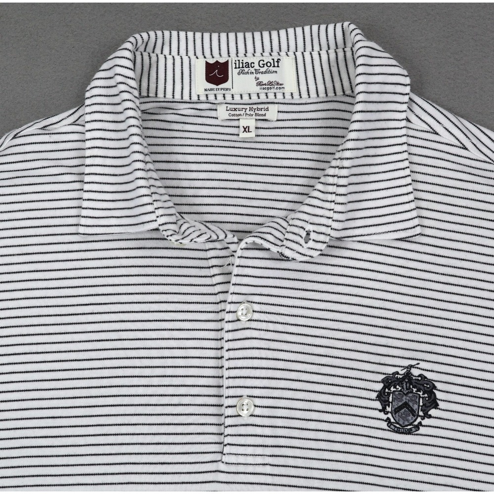Iliac Golf Polo Shirt Trump Mens XL Luxury‎ Hybrid Peru Stripe Black White